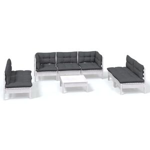vidaXL 8 Piece Garden Lounge Set with Cushions Solid Pinewood