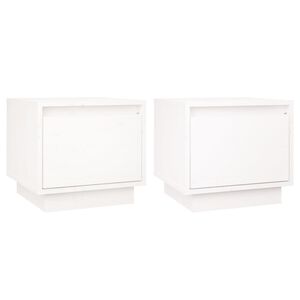 vidaXL Bedside Cabinet | Set of 2 | White | Solid Pine Wood | Medium