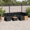 vidaXL 10 Piece Garden Sofa Set with Cushions Black Poly Rattan