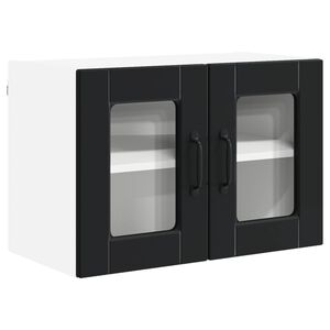 vidaXL Wall Glass Cabinet PORTO Black 60 x 31 x 40 cm Engineered Wood