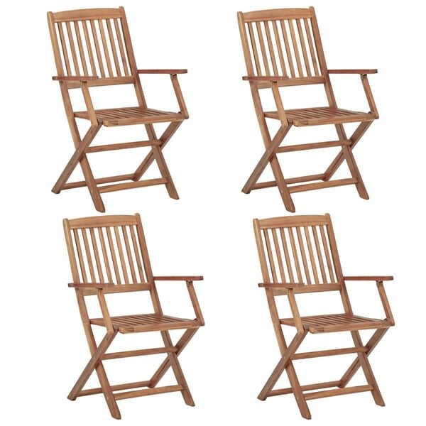 vidaXL Folding Garden Chairs 4 pcs with Cushions Solid Wood Acacia