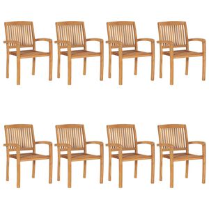 vidaXL Stacking Garden Chairs 8 pcs Solid Teak Wood