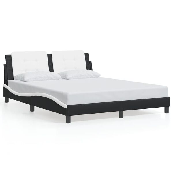 vidaXL Bed Frame without Mattress "Zadar" Black and White 152x203 cm Faux Leather