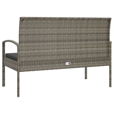 vidaXL Garden Bench with Cushion Grey 105 cm Poly Rattan