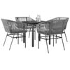 vidaXL 5 Piece Garden Dining Set with Cushions Grey Poly Rattan Glass