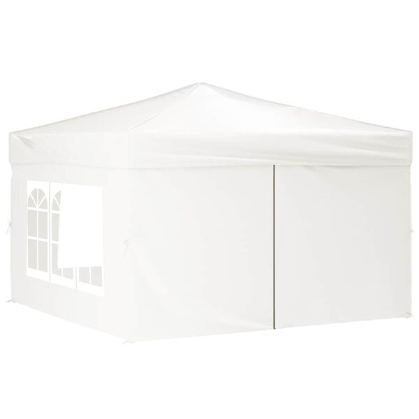 vidaXL Folding Party Tent with Sidewalls White 3x3 m