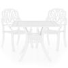 vidaXL 3 Piece Bistro Set Cast Aluminium White