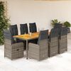 vidaXL 9 Piece Garden Bistro Set with Cushions Grey Poly Rattan