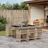vidaXL 7 Piece Garden Dining Set with Cushions Mix Beige Poly Rattan