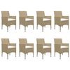 vidaXL 9 Piece Garden Dining Set Beige