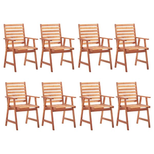 vidaXL Outdoor Dining Chairs 8 pcs with Cushions Solid Acacia Wood