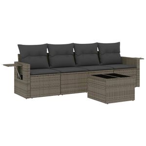 vidaXL 5 Piece Garden Sofa Set with Cushions Grey Poly Rattan