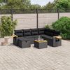 vidaXL 8 Piece Garden Sofa Set with Cushions Black Poly Rattan