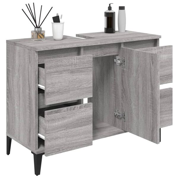 vidaXL Sink Cabinet Grey Sonoma 80x33x60 cm Engineered Wood