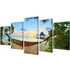vidaXL Canvas Wall Print Set Sand Beach with Hammock 100 x 50 cm