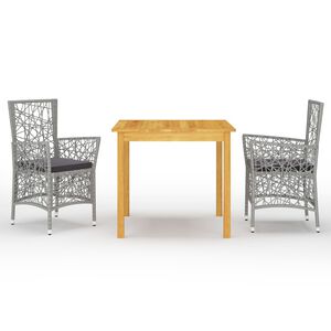 vidaXL 3 Piece Garden Dining Set Grey
