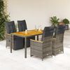 vidaXL 5 Piece Garden Bistro Set with Cushions Grey Poly Rattan