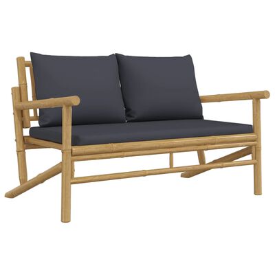 vidaXL Garden Bench with Dark Grey Cushions Bamboo