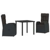 vidaXL Garden Dining Set 3 pcs Black Poly Rattan