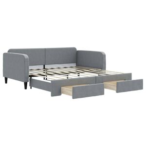 vidaXL Daybed with Trundle&Drawers without Mattress Light Grey 90x190 cm