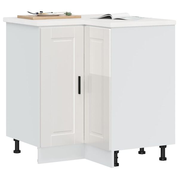 vidaXL Kitchen Corner Base Cabinet&nbsp;Porto High Gloss White Engineered Wood