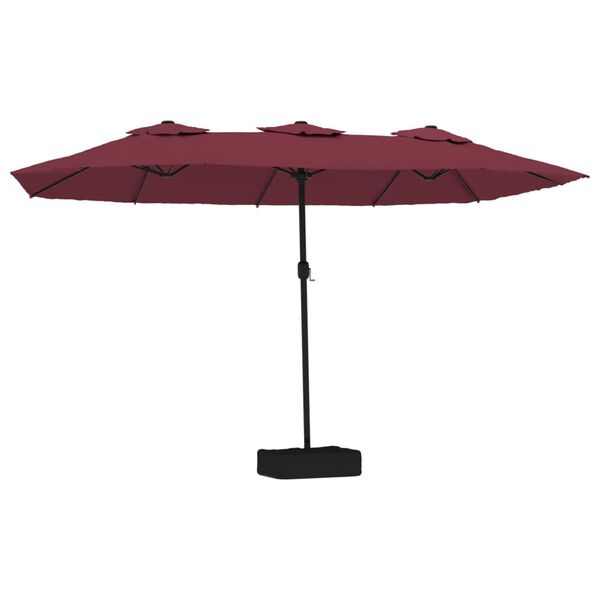 vidaXL Double-Head Garden Parasol with LEDs Bordeaux Red 449x265 cm