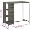 vidaXL Bar Table with Storage Rack Grey 120x60x110 cm Poly Rattan