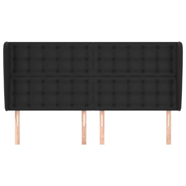 vidaXL Headboard with Ears Black 163 cm Faux Leather
