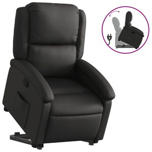 vidaXL Stand up Massage Recliner Chair Cream Real Leather