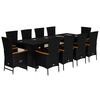 vidaXL 11 Piece Garden Dining Set with Cushions Black Poly Rattan
