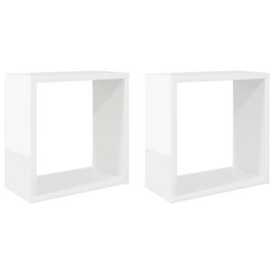 vidaXL Cube Shelf | Set of 2 | High gloss white | Engineered wood | Medium
