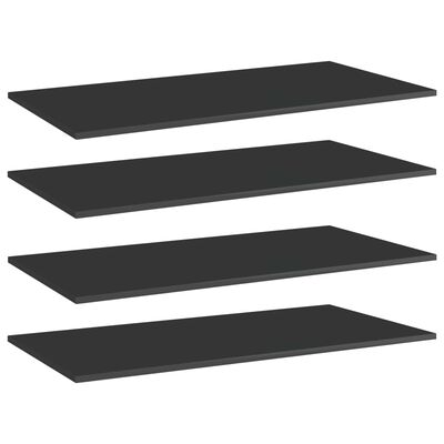 vidaXL Bookshelf Boards 4 pcs High Gloss Black 80x30x1.5 cm Engineered Wood