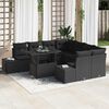 vidaXL Garden Sofa Set with Cushion 9 pcs Black Poly Rattan