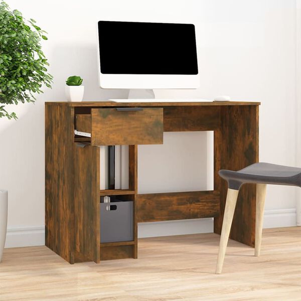 vidaXL Desk Smoked Oak 100x50x75 cm Engineered Wood