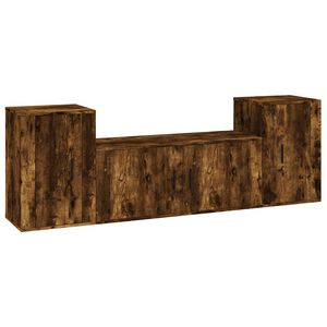 vidaXL 3 Piece TV Cabinet Set Smoked Oak Engineered Wood