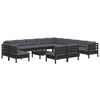 vidaXL 14 Piece Garden Lounge Set with Cushions Black Solid Pinewood