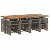 vidaXL 13 Piece Garden Dining Set with Cushions Grey Poly Rattan