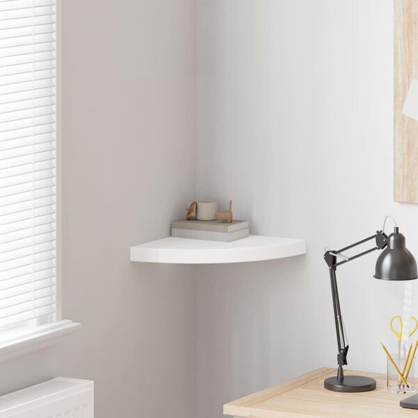 vidaXL Floating Corner Shelf White 35x35x3.8 cm MDF