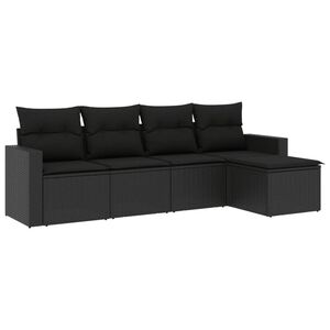vidaXL 5 Piece Garden Sofa Set with Cushions Black Poly Rattan