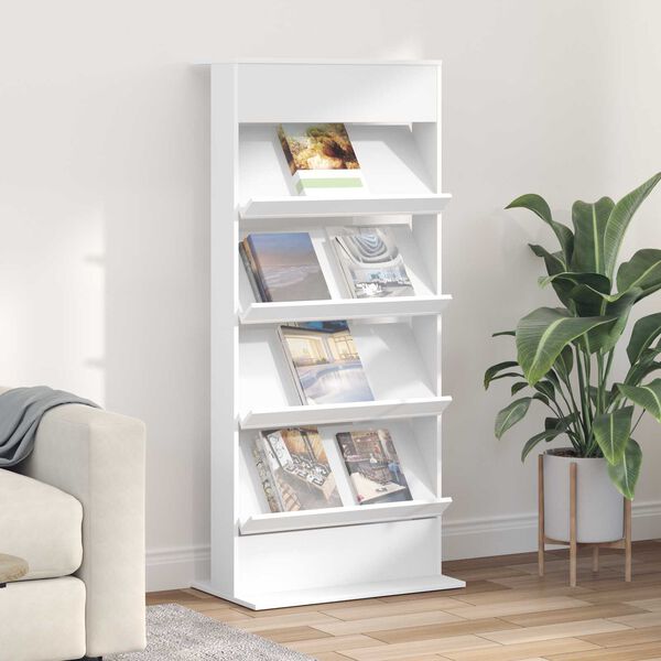 vidaXL Magazine Rack with Shelf White 70 x 41 x 156 cm Engineered Wood