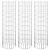 vidaXL Circular Gabion Raised Beds 3 pcs Galvanised Steel &Oslash;30x100 cm