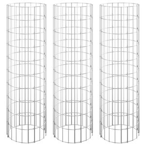 vidaXL Circular Gabion Raised Beds 3 pcs Galvanised Steel &Oslash;30x100 cm