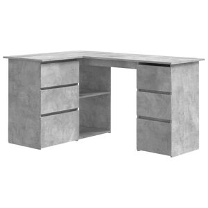 vidaXL Corner Desk | Concrete Grey | Engineered Wood | 145 x 100 x 76 cm