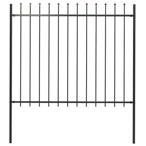 vidaXL Garden Fence with Spear Top Steel 181x150 cm Black