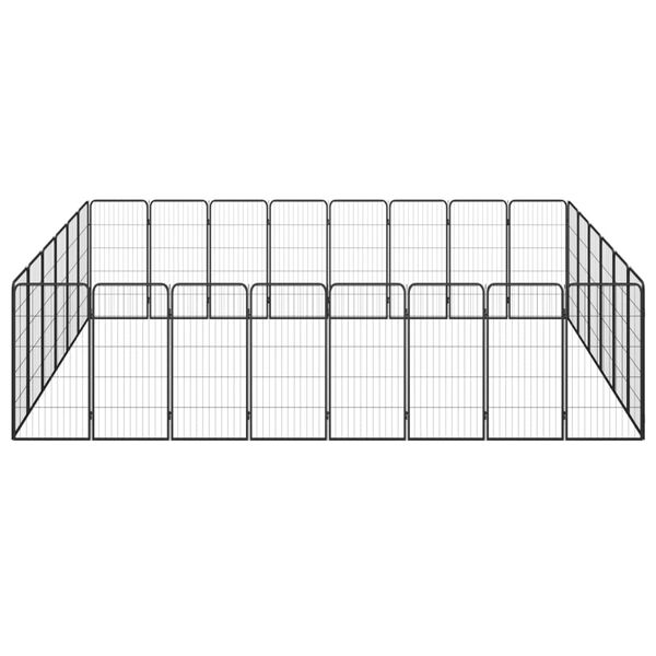 vidaXL 28-Panel Dog Playpen Black 50x100 cm Powder-coated Steel