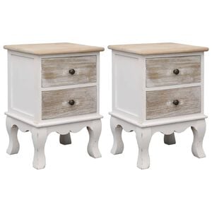 vidaXL Bedside Cabinet | Set of 2 | White | Paulownia wood | Medium