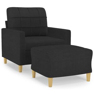 vidaXL Sofa Chair with Footstool Black 60 cm Fabric
