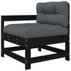 vidaXL 4 Piece Garden Lounge Set with Cushions Black Solid Wood