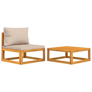 vidaXL 2 Piece Garden Sofa Set with Cushions Solid Wood Acacia