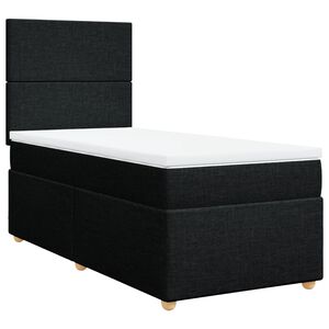 vidaXL Box Spring Bed with Mattress Black King Single Fabric